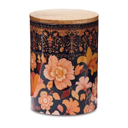 Adairs Wandering Folk Timber Dawn Floral Navy Canister, $59.99 