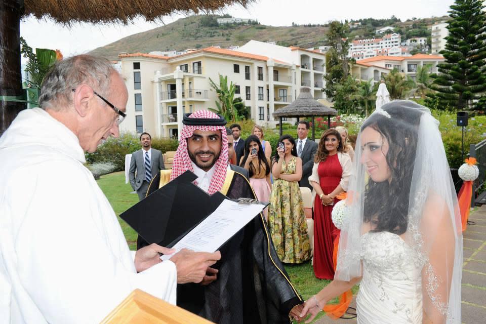 Center, from left: Ghassan Alhaidari and Bethany Vierra at their 2013 wedding | Courtesy the Vierra Family