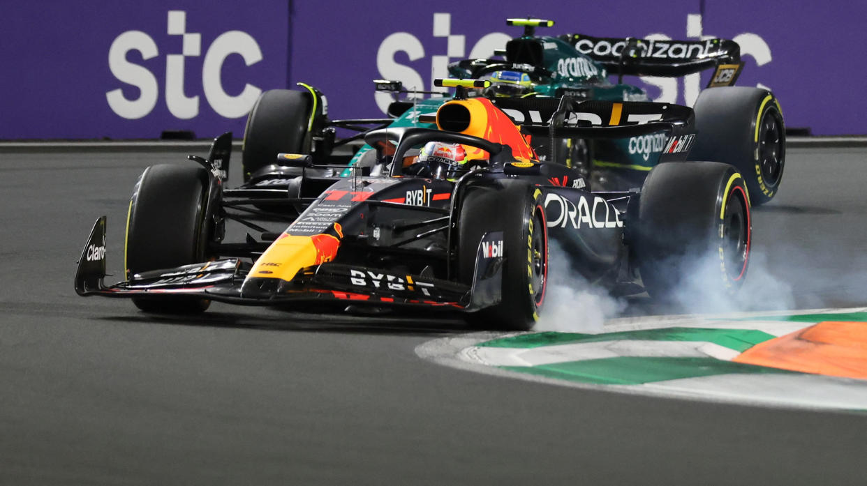 Formula One F1 - Saudi Arabian Grand Prix - Jeddah Corniche Circuit, Jeddah, Saudi Arabia - March 19, 2023 Red Bull's Sergio Perez in action during the race REUTERS/Ahmed Yosri