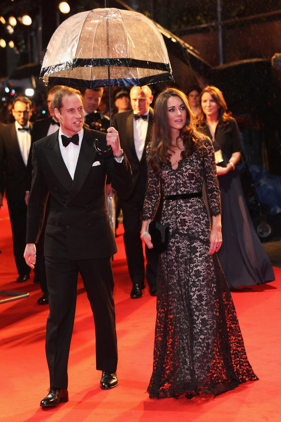 LONDON, ENGLAND - JANUARY 08: Prince William, Duke of Cambridge and Catherine, Duchess of Cambridge attend the UK premiere of War Horse at Odeon Leicester Square on January 8, 2012 in London, England. (Photo by Tim Whitby/Getty Images)