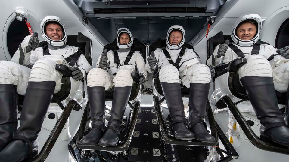 The Aximo-3 crew is pictured training for their mission.  -Courtesy of Axiom Space