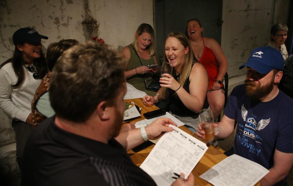 People attended the Better Derby Betting panel Wednesday night  at Ten20 Craft Brewery.April 27, 2022