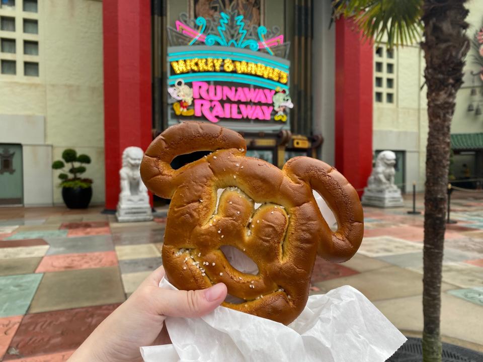 A Mickey Mouse pretzel at Disney World's Hollywood Studios.