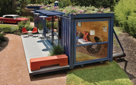 3 houses made of shipping containers