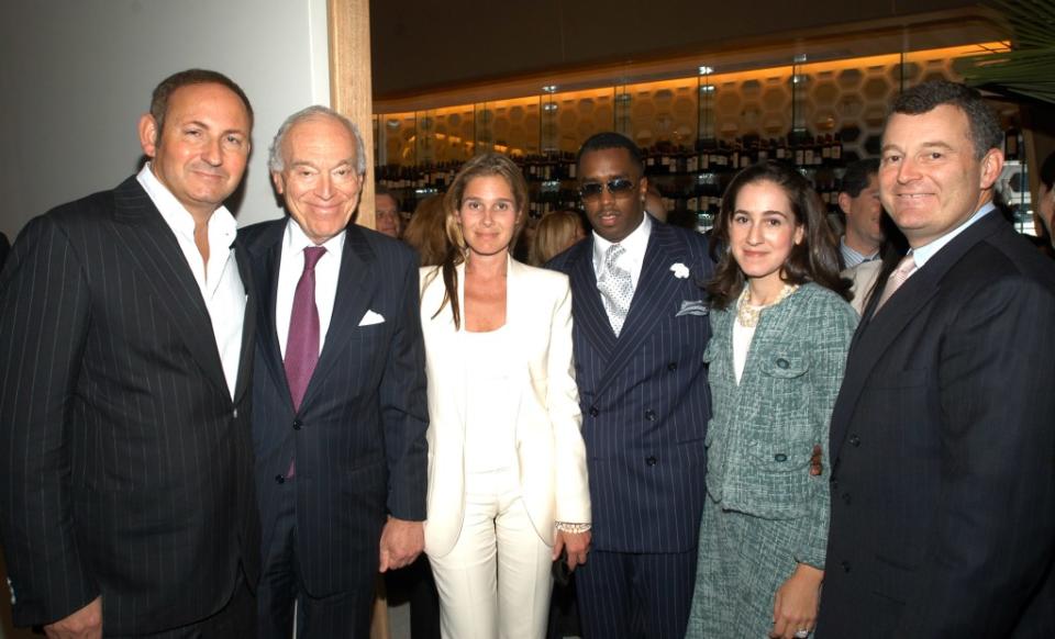 Diddy was feted by the Lauder family for their deal with him, including (from left) longtime company executive John Demsey, chairman emeritus Leonard Lauder, and heir Aerin, board member Jane and executive chairman William Lauder. WireImage for MAC Cosmetics