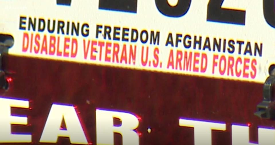 The Moores have a special license plate for disabled veterans that makes them eligible to park in handicap parking spots. (Credit: KVUE)