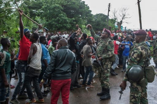 Protests have broken out in the Malawian capital Lilongwe following accusations that bribes were offered to the five judges on the case