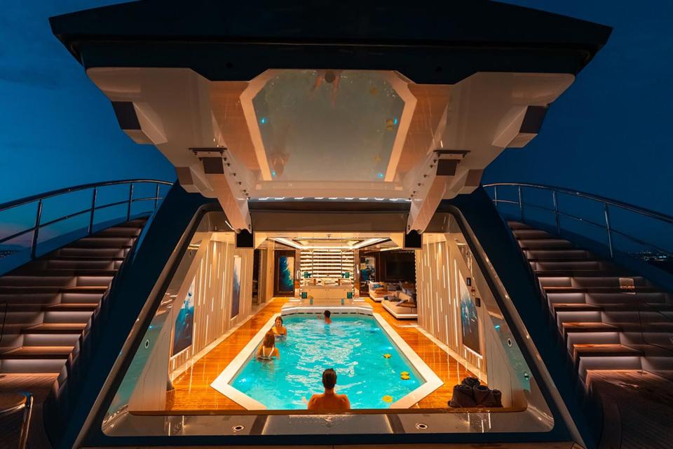 The interior pool on the superyacht Tatina by IYC