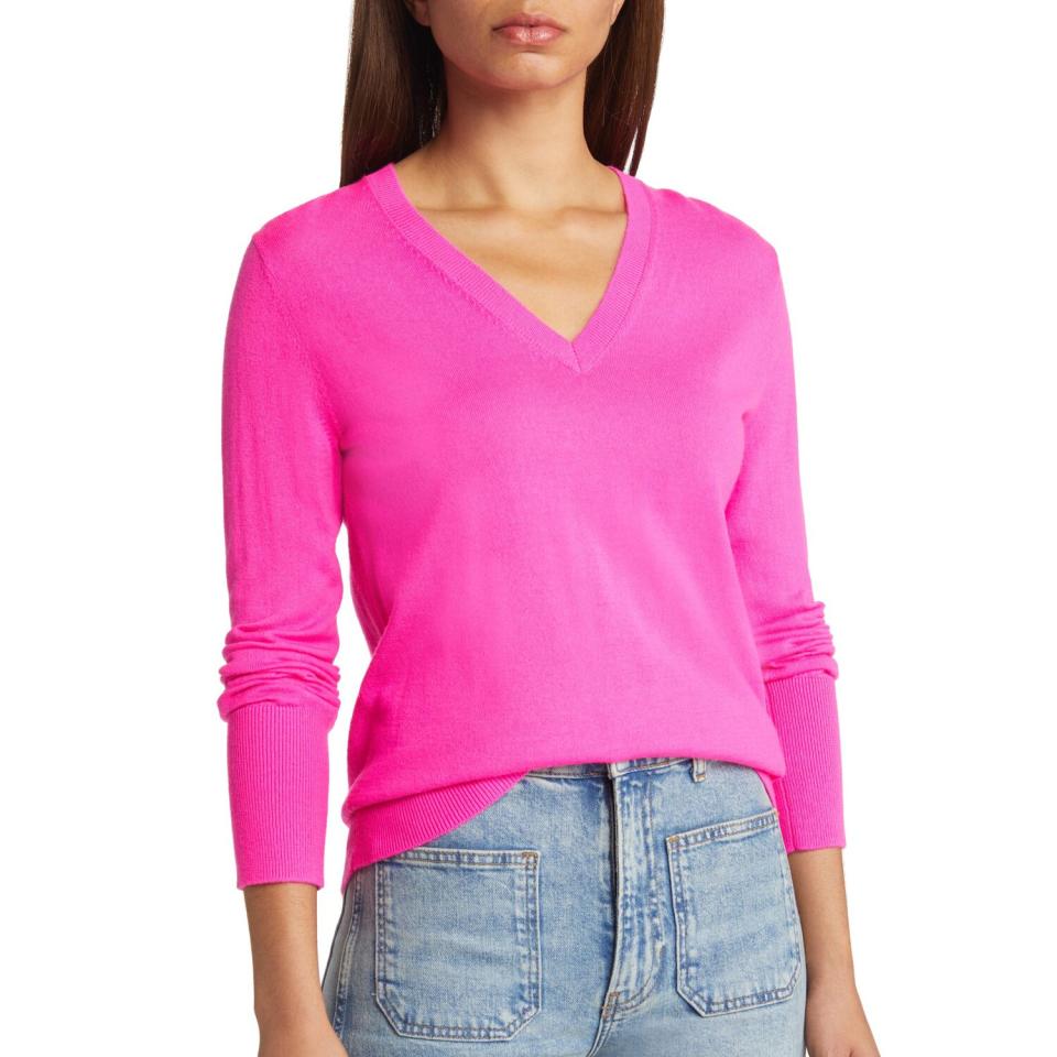 Merino Wool Blend V-Neck Sweater