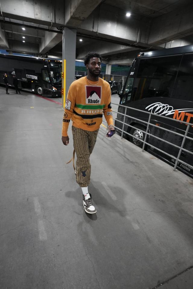 James Harden Outfit Goes Viral in Pajamas & Fuzzy Marni Clogs – Footwear  News