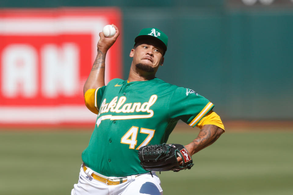 Frankie Montas, one of the top pitchers available on the trade market, is heading to the New York Yankees. (Photo by Lachlan Cunningham/Getty Images)