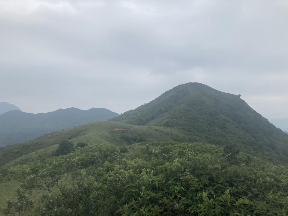 雷打石在山丘中突出，身在遠處也十分搶眼