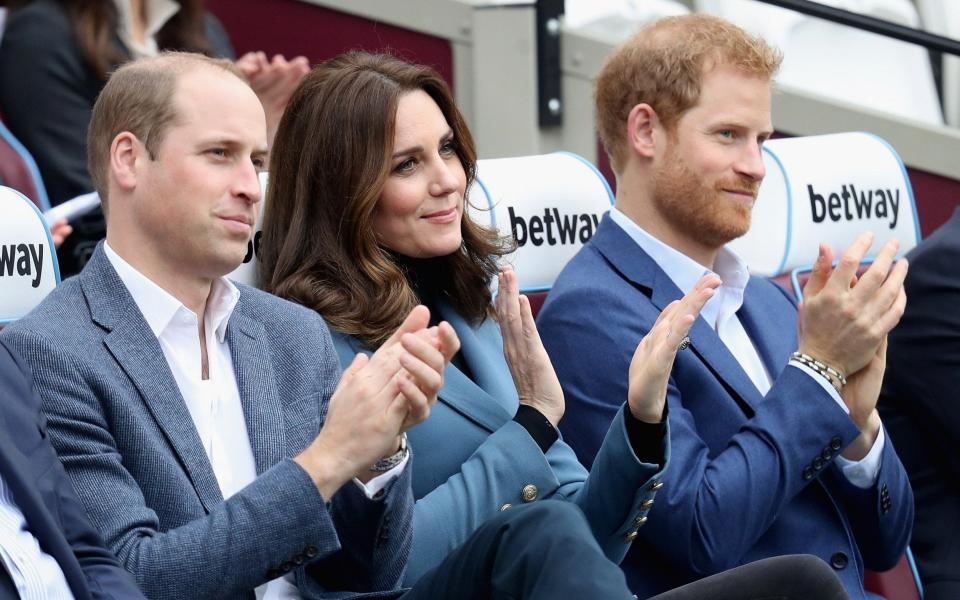 Prince Harry attended a ceremony for 250 young graduates at the London Stadium on Wednesday along with the Duke and Duchess of Cambridge - Getty Images Europe