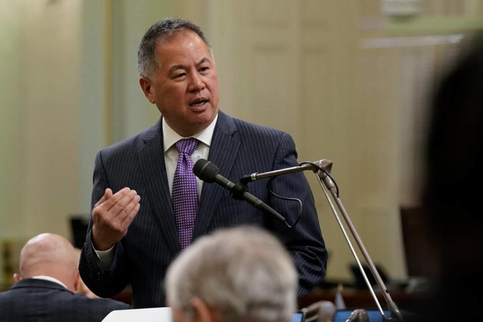 Assemblyman Phil Ting, D-San Francisco, speaks on the Assembly floor in 2022. Ting authored a bill regulating police use of facial recognition technology.