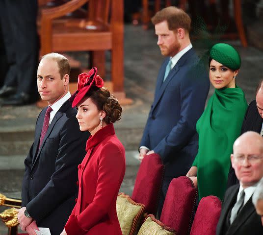 PHIL HARRIS/POOL/AFP Prince William, Kate Middleton, Prince Harry and Meghan Markle at the Commonwealth Service at Westminster Abbey in March 2020.