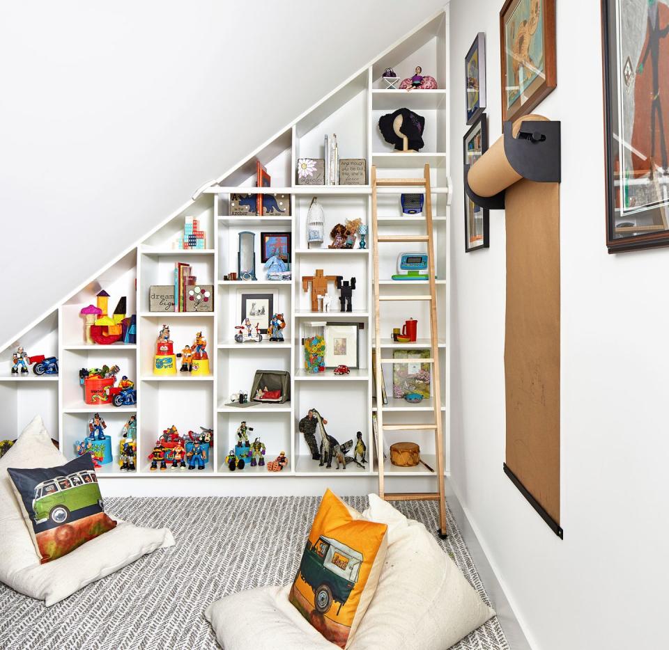 Install floor-to-ceiling shelving.