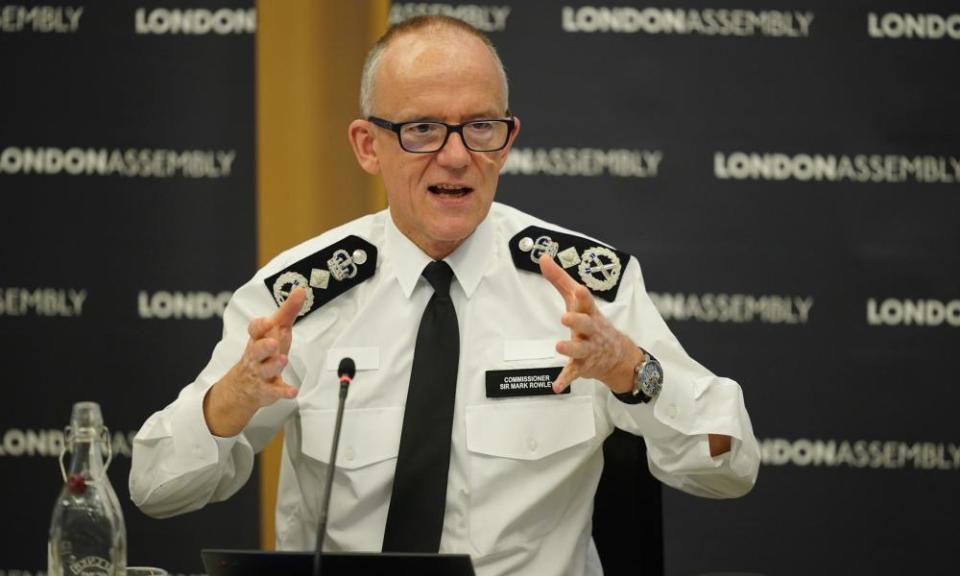 Metropolitan commissioner Sir Mark Rowley appearing before the London Assembly Police and Crime Committee in January.