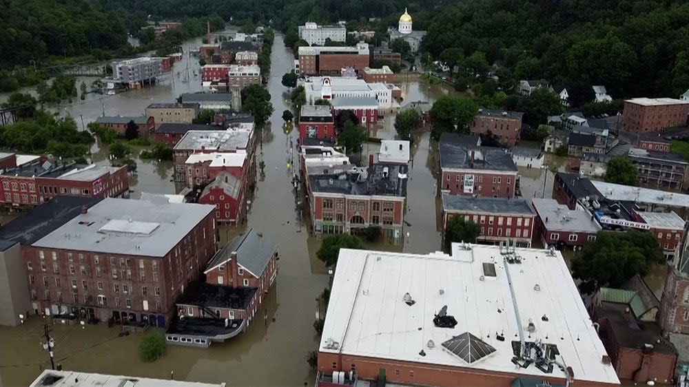 Drone footage captures devastating flooding in Montpelier (PAUL RICHARDSON/STORYWORKZ)