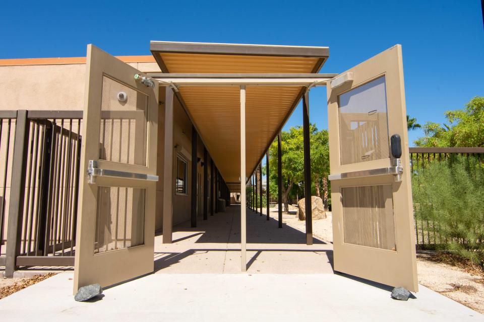 The gates are open, but no students or administrators are on the College of the Desert campus in Thermal on Thursday morning. Administrators work there Tuesdays and Wednesdays, and about 50 students take classes in the afternoon.