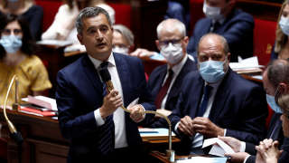 French Interior Minister Gerald Darmanin speaks during the questions to the government session at the National Assembly in Paris, France, August 2, 2022. REUTERS/Benoit Tessier