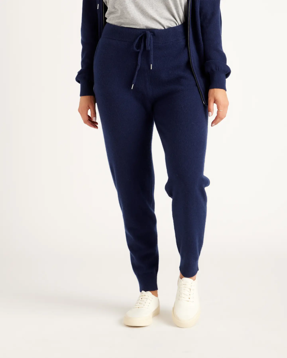 <h2>Quince Mongolian Cashmere Sweatpants</h2><br>This luxury-goods brand has some of the jaw-droppingly lowest prices on cashmere that we’ve seen — including these classic joggers, which clock in at less than $90.<br><br><strong>Quince</strong> Mongolian Cashmere Sweatpants, $, available at <a href="https://go.skimresources.com/?id=30283X879131&url=https%3A%2F%2Fwww.onequince.com%2Fwomen%2Fcashmere%2Fcashmere-sweatpants%3Fcolor%3Dnavy" rel="nofollow noopener" target="_blank" data-ylk="slk:Quince" class="link ">Quince</a>