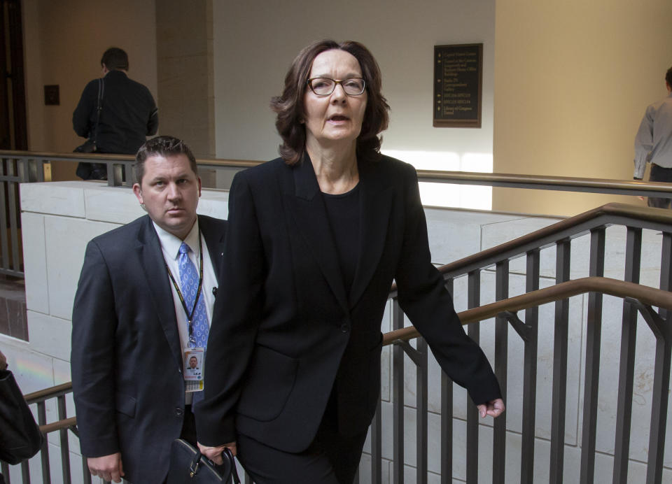 CIA Director Gina Haspel leaves the Capitol after giving a classified briefing to the House leadership about the murder of journalist Jamal Khashoggi and the involvement by the Saudi crown prince Mohammed bin Salman, on Capitol Hill in Washington, Wednesday, Dec. 12, 2018. T (AP Photo/J. Scott Applewhite)