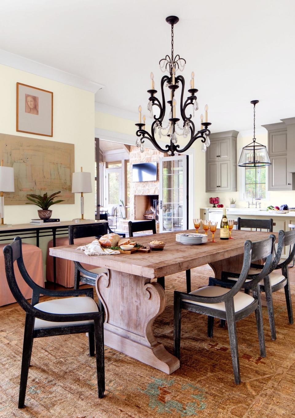 Cabin Dining Room Open to Kitchen