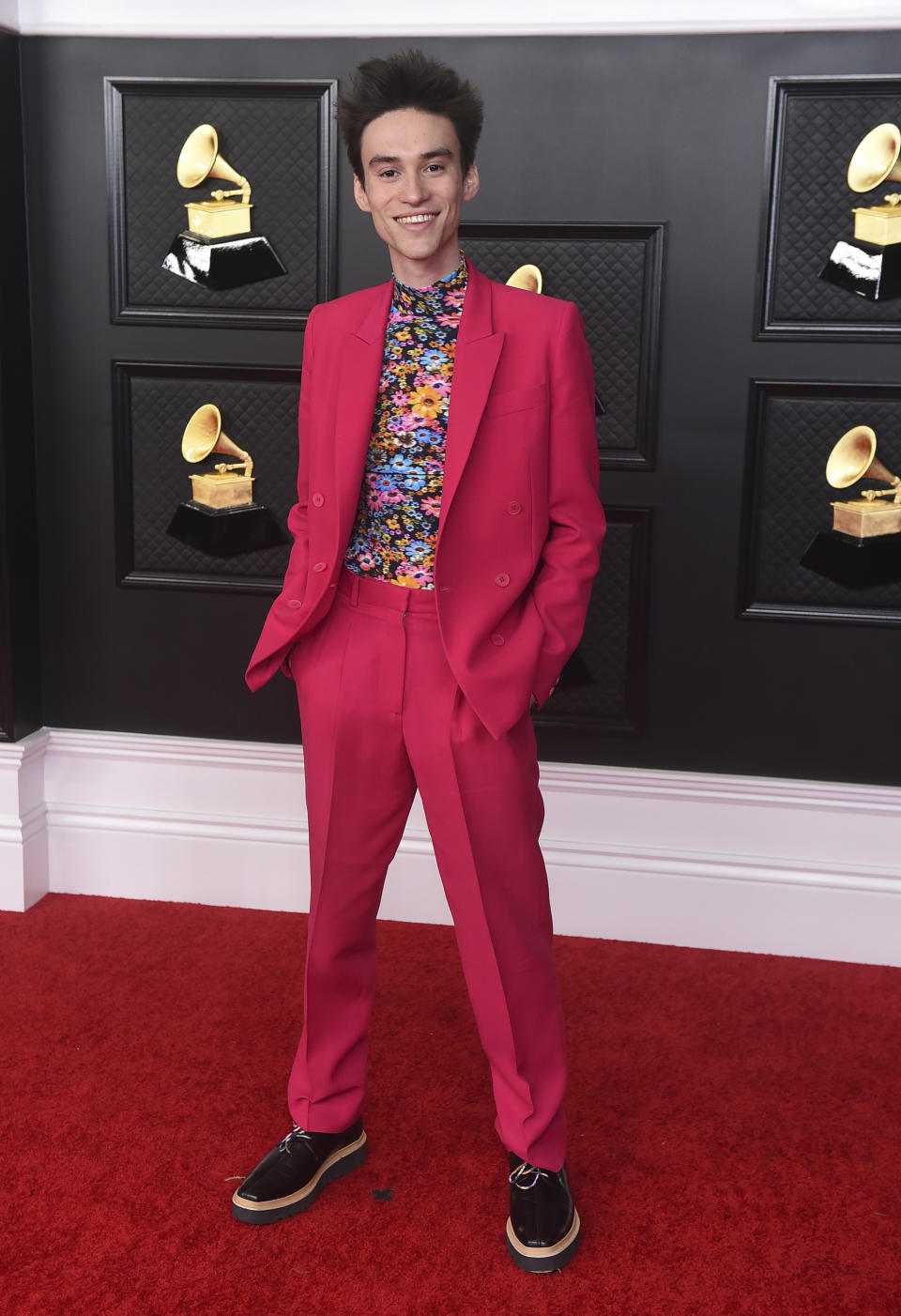 Jacob Collier arrives at the 63rd annual Grammy Awards at the Los Angeles Convention Center on Sunday, March 14, 2021. (Photo by Jordan Strauss/Invision/AP)