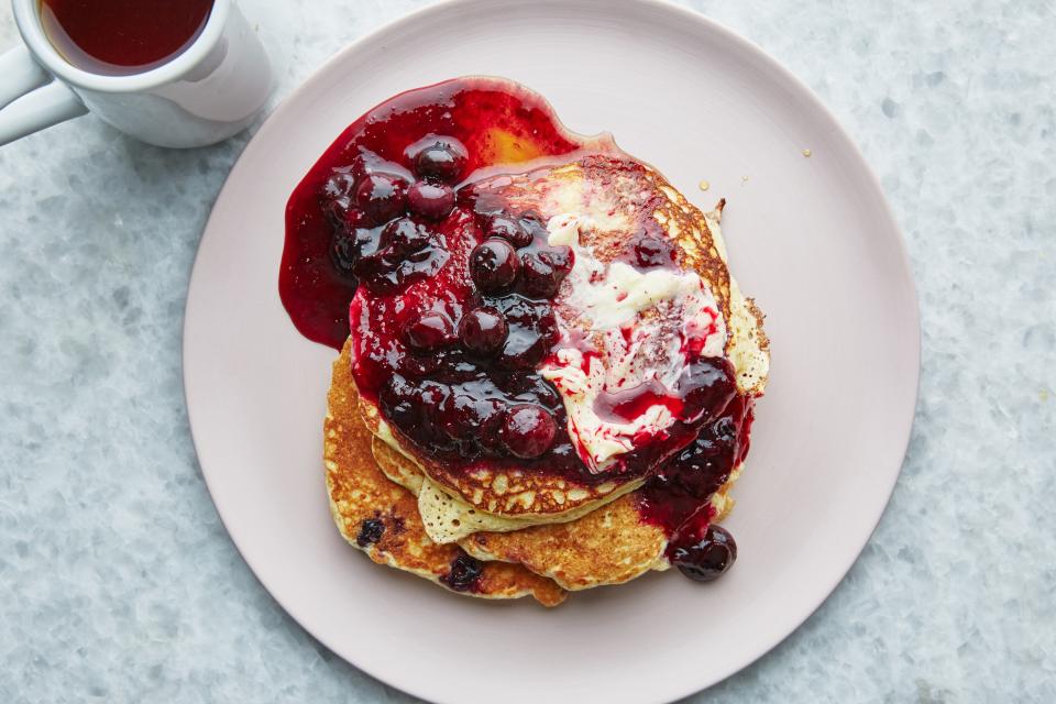 Ricotta Pancakes with Blueberry-Lemon Compote