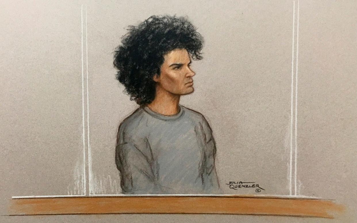 Drawing of Ahmed Hassan at Westminster Magistrates' Court on Friday - Julia Quenzler / SWNS.com