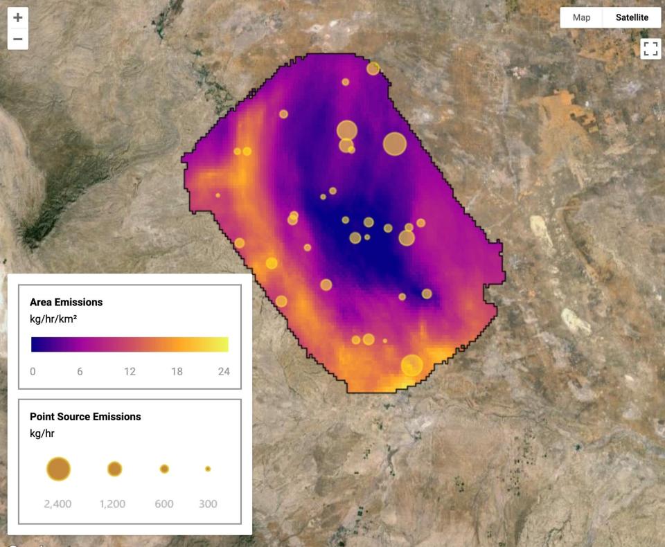 Map of a methane leak