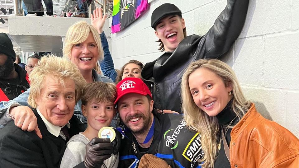 rod and family at ice hockey game