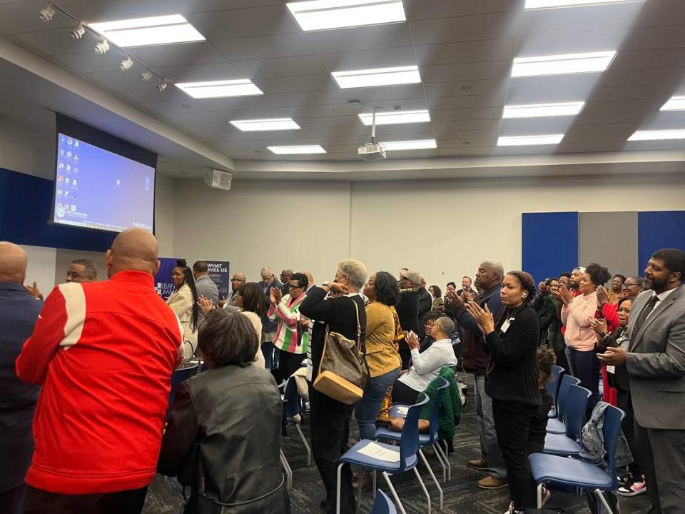 The crowd gives Hannah-Jones a standing ovation at the Urban Summit Conference.