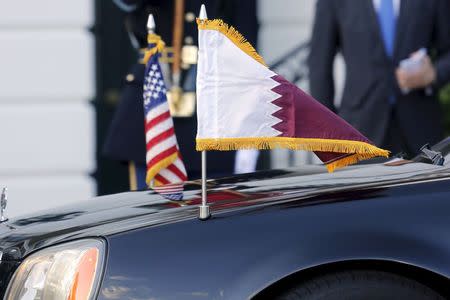 The car carrying Qatar's Amir Sheikh Tameem bin Hamad Al Thani arrives on the South Lawn as U.S. President Barack Obama plays host to leaders and delegations from the Gulf Cooperation Council countries at the White House in Washington May 13, 2015. REUTERS/Jonathan Ernst