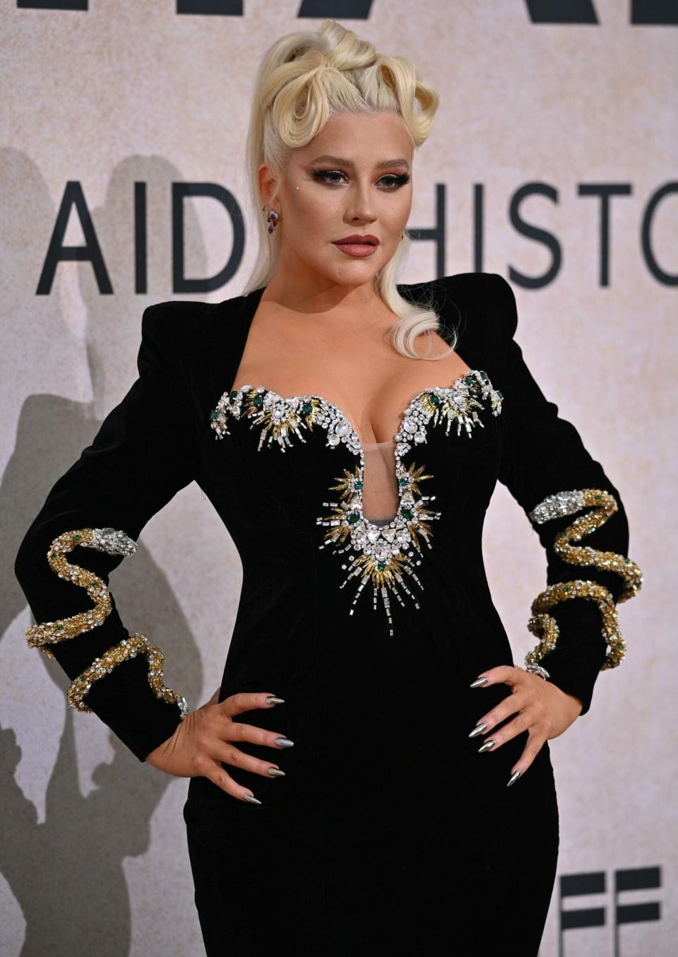 Christina Aguilera at the amfAR Gala Cannes 2022 at Hotel du Cap-Eden-Roc on May 26, 2022 in Cap d'Antibes, France.