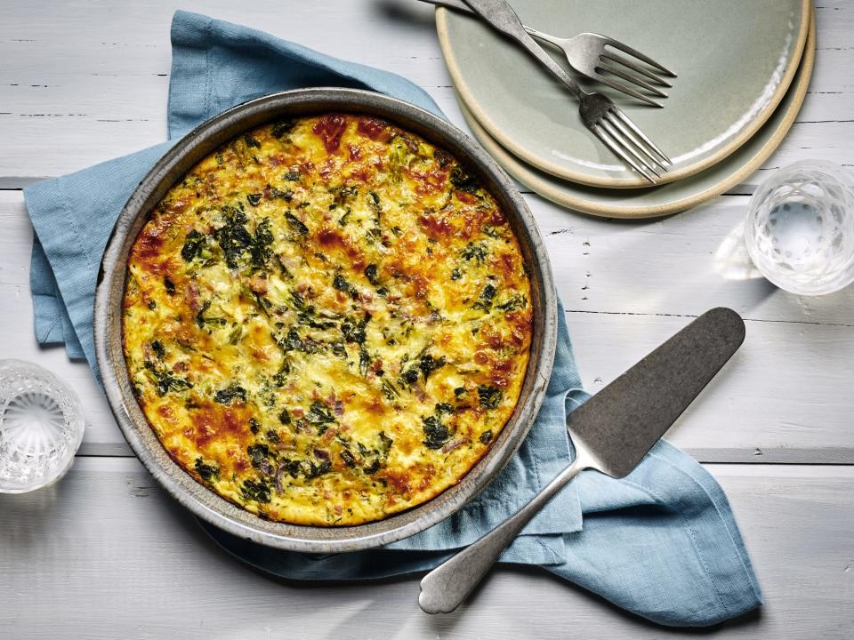 Crustless Ham and Collard Greens Quiche