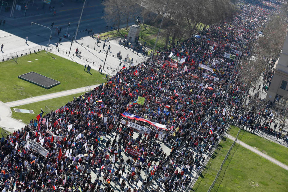 Demonstrators in Chile