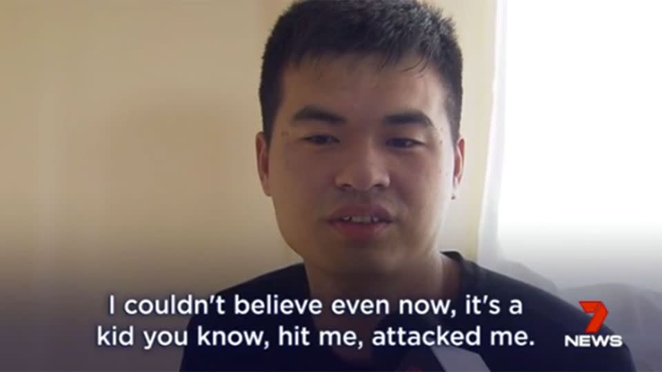 The alleged victim seemed to be in disbelief over the attack. Source: 7 News