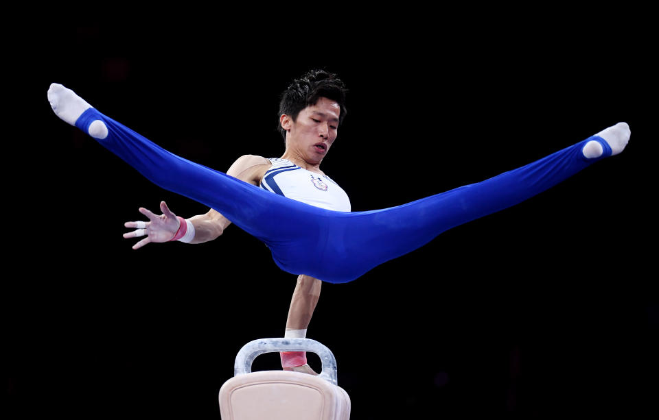 STUTTGART, GERMANY - OCTOBER 12: Lee Chih-Kai of Chinese Taipei competes on Pommel Horse during the Apparatus Finals on Day 9 of the FIG Artistic Gymnastics World Championships at Hanns Martin Schleyer Hall on October 12, 2019 in Stuttgart, Germany. (Photo by Laurence Griffiths/Getty Images)