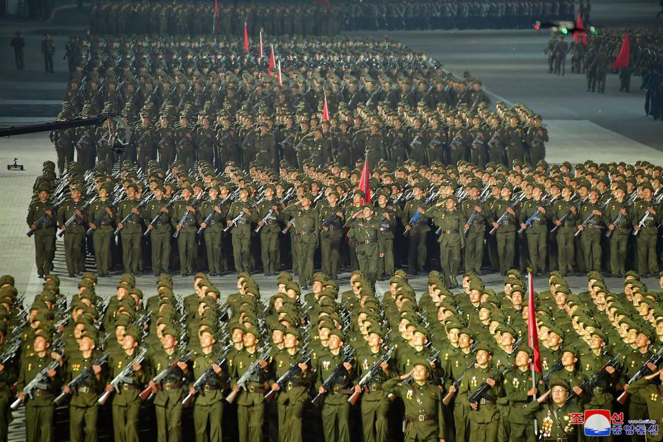 North Korean soldiers during the parade.