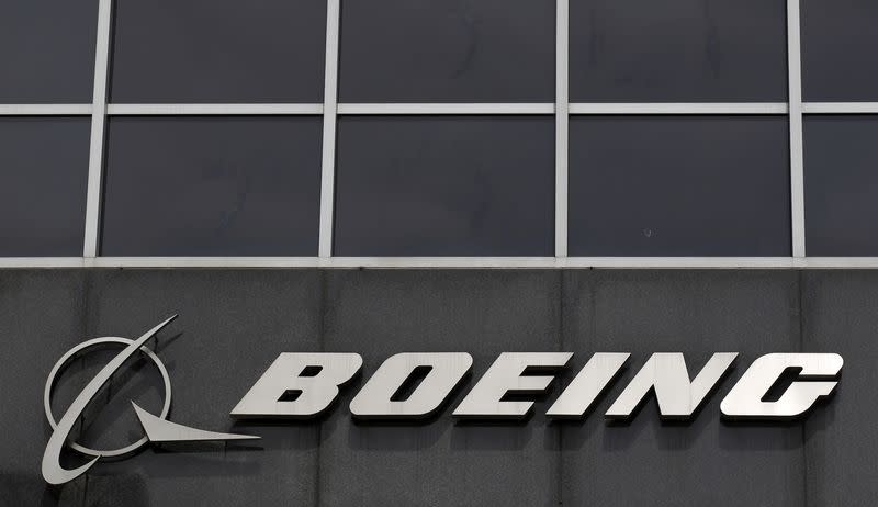 FILE PHOTO: Photo of Boeing logo at their headquarters in Chicago