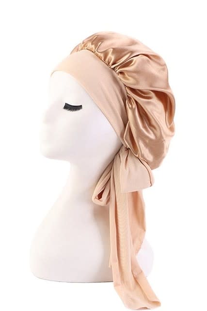 Khaki Wide Band Tied Silky Bonnet 