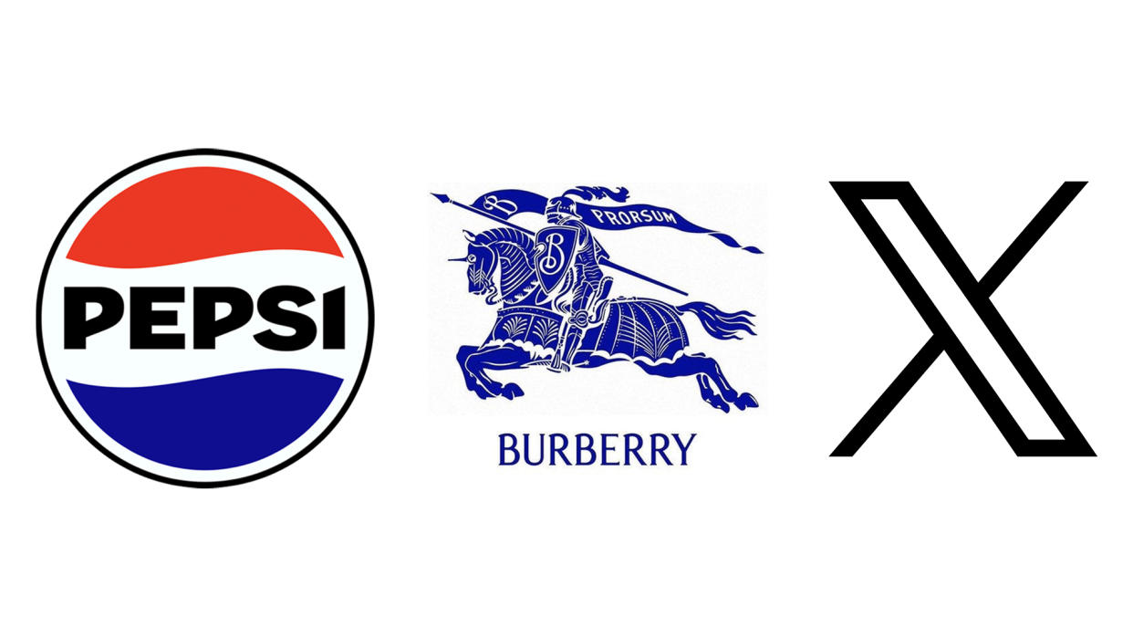  Pepsi, Burberry and X logos. 
