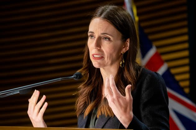 New Zealand Prime Minister Jacinda Ardern holds Nov. 22 press conference at Parliament in Wellington to revise COVID-19 restrictions. (Photo: Mark Mitchell/Pool Photo via Associated Press)