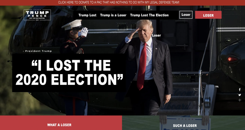 Spoof Trump 2024 website (The Good Liars / Twitter)