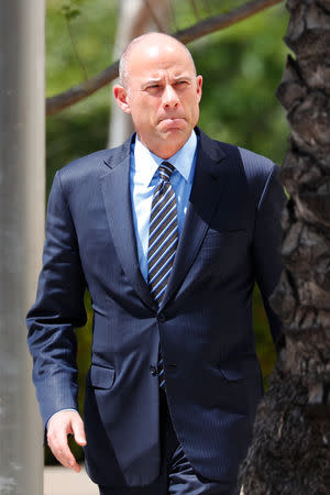 Attorney Michael Avenatti arrives to appear at the U.S. District Court to face embezzlement and fraud charges in Santa Ana, California, U.S., April 1, 2019. REUTERS/Mike Blake