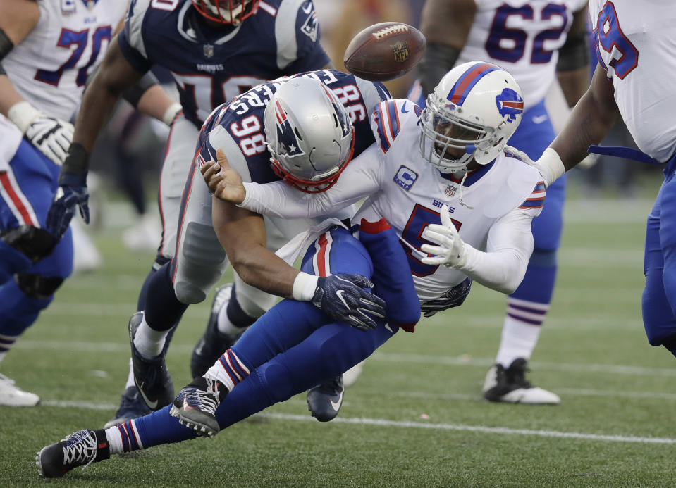 Looking to improve their pass rushing numbers, the Patriots have reportedly hired Taekwondo grandmaster Joe Kim to help with hand placement and technique. (AP Photo/Charles Krupa, File)