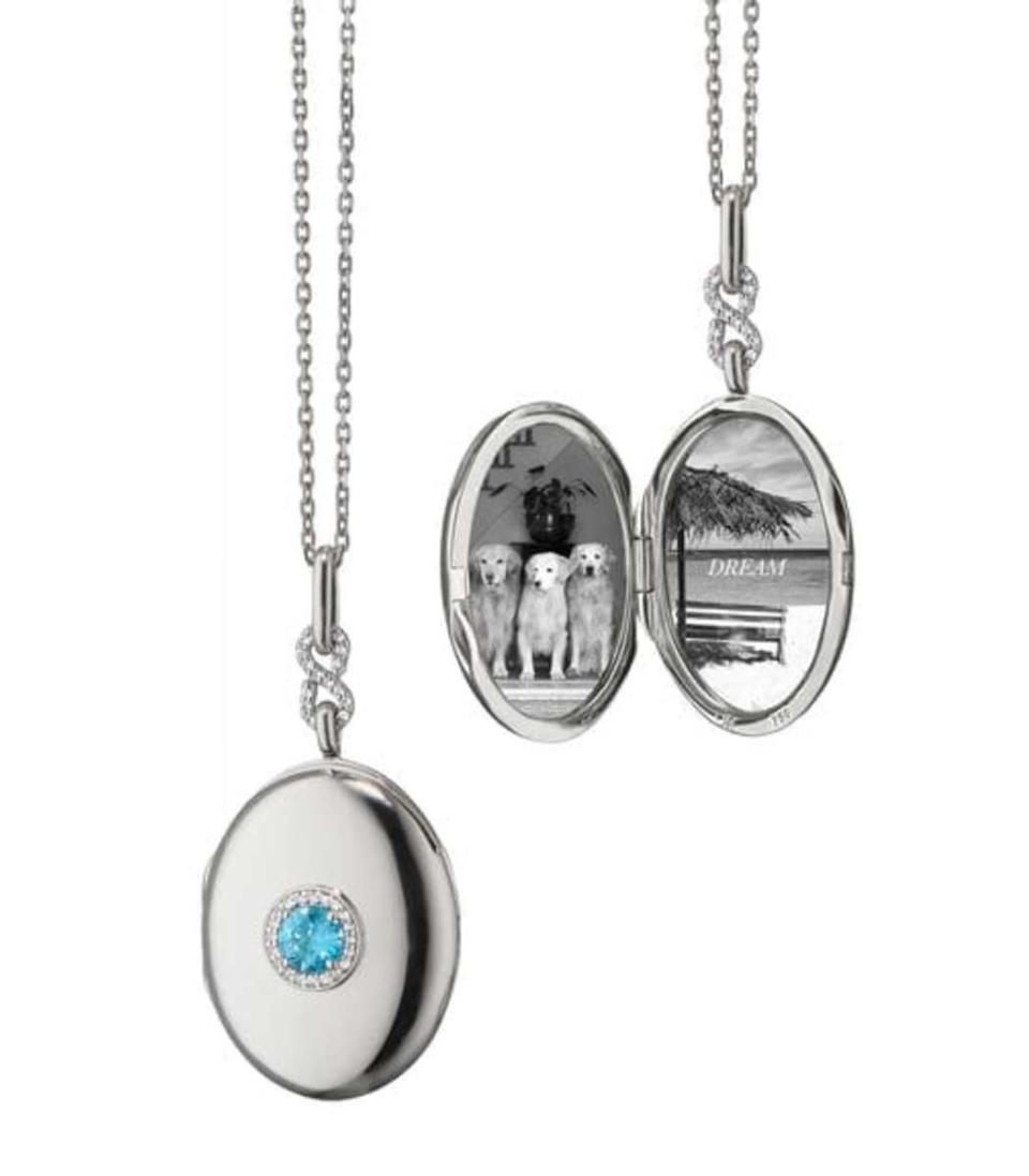 Monica Rich Kosann Blue Topaz Infinity Locket Necklace