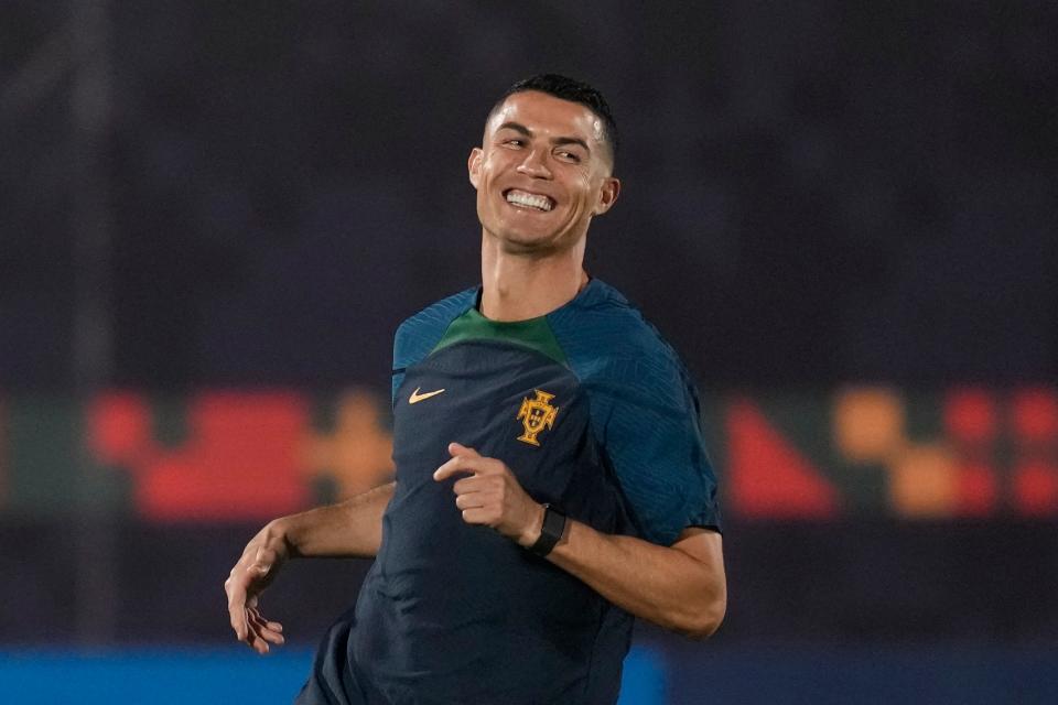 Cristiano Ronaldo warms up for Portugal ahead of their clash with Ghana (AP)