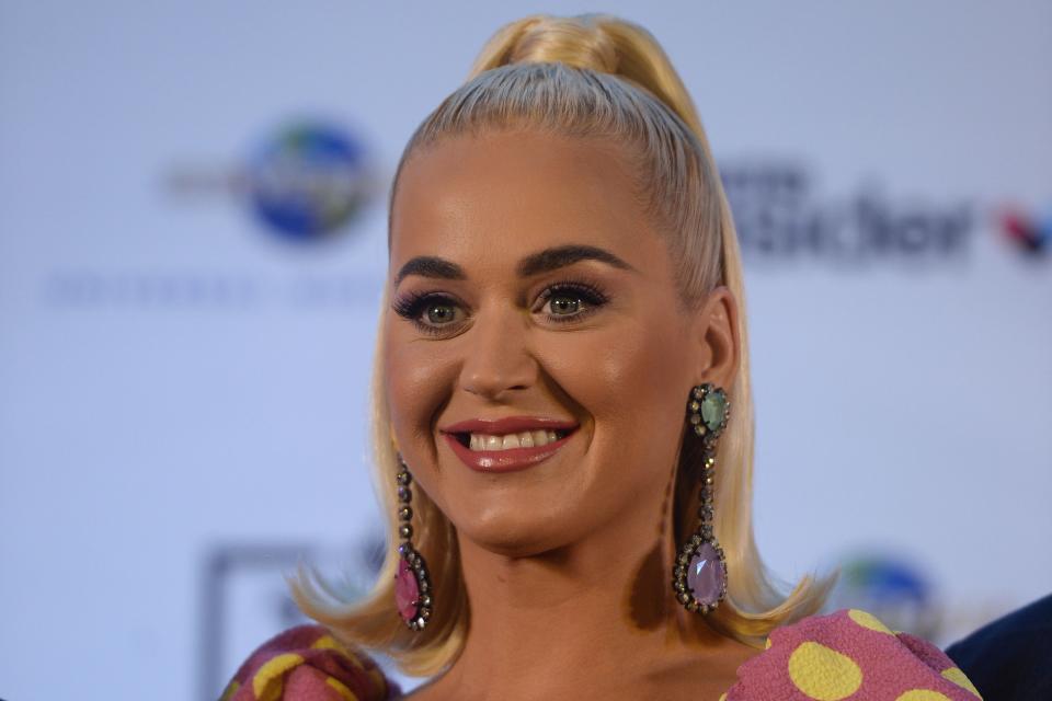 US pop singer Katy Perry takes part in a press conference in Mumbai on November 12, 2019, ahead of her concert on November 16 at the OnePlus Music Festival. (Photo by Punit PARANJPE / AFP) (Photo by PUNIT PARANJPE/AFP via Getty Images)